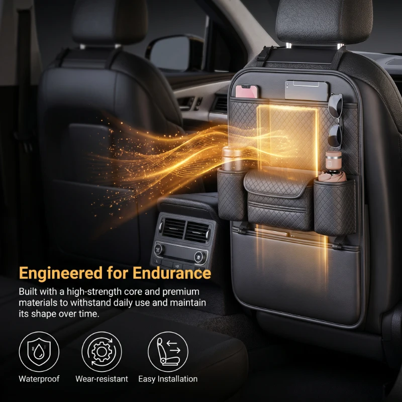 

2pcs Car Seat Back Multi Functional Organizer High Capacity Multi Pocket Wear Resistant Anti Kick Mat