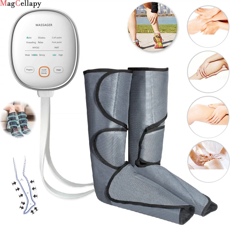 

Leg Air Compression Massager Heated for Foot and Calf Circulation with Handheld Controller 3 Intensities 2 Modes 2 Temperatures