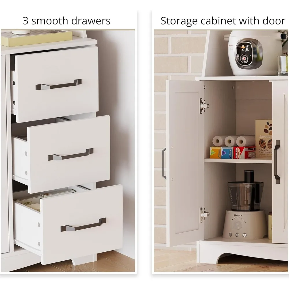 خزانة مطبخ على طراز المزرعة مع مساحة تخزين، ولوح بيجبورد، ومخرج طاقة، وأدراج #6