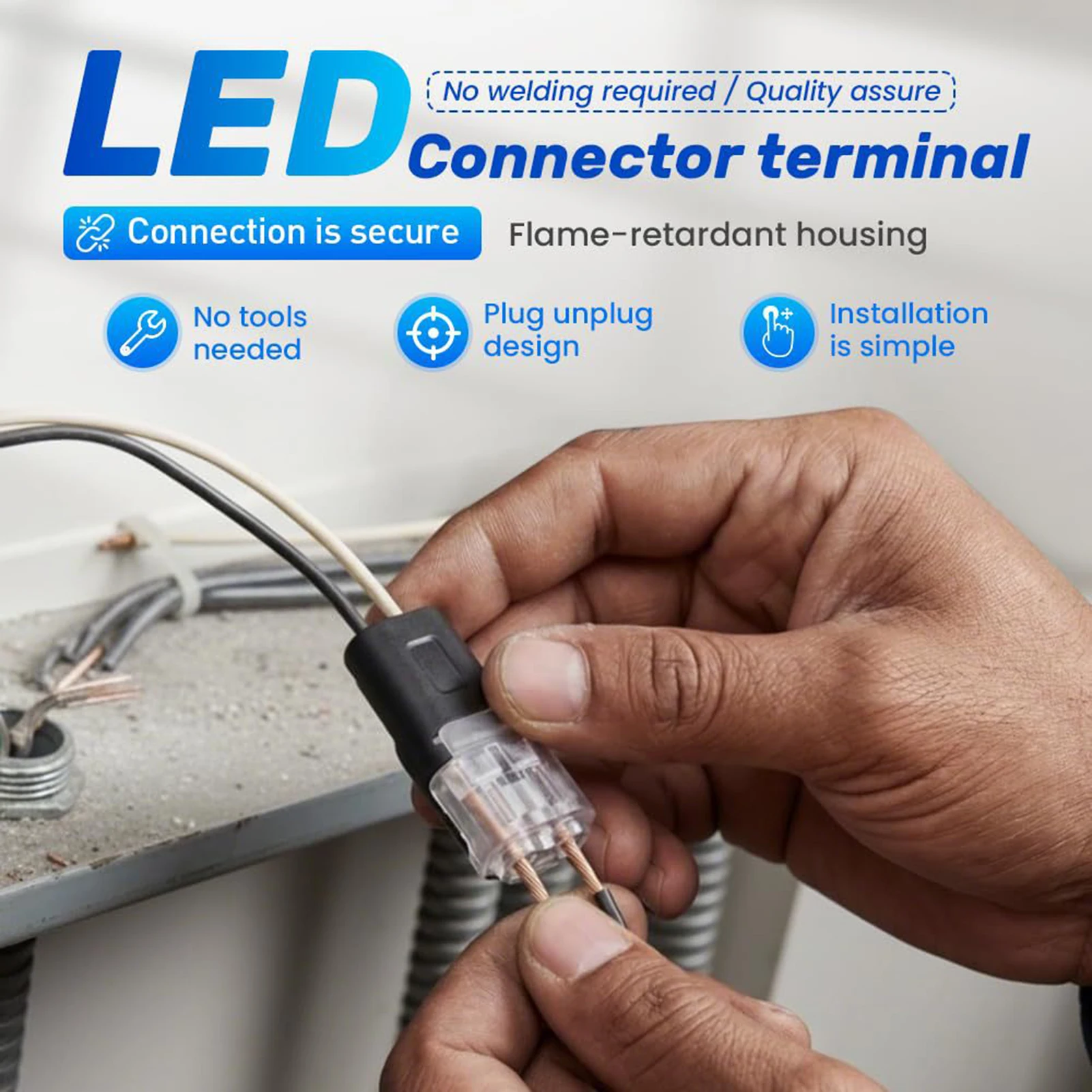 Double Wire Insert Connector With Locking Feature Flames Retardant Quick Connect For Industrial Equipment