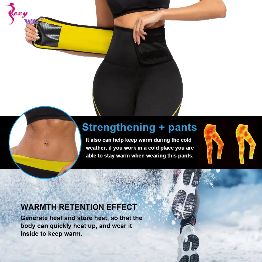 SEXYWG Women Sauna Pants Mid Waist Sweat Leggings Tummy Control Slimming Weight Loss Trousers Workout Running Compression