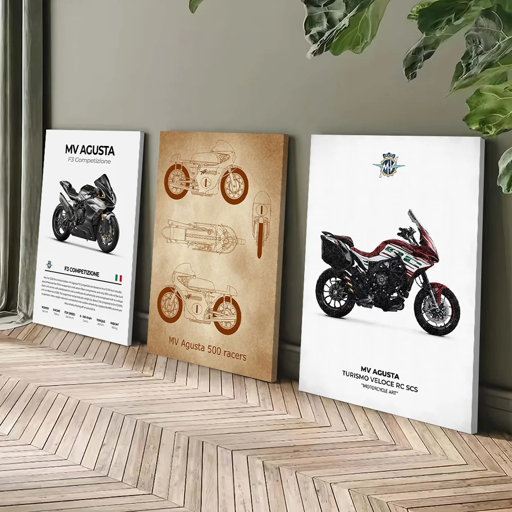 （M-MV Agusta） Motorcycle Posters Customizable Printed Canvas Painting for Pictures Wall Art Living Room Decoration Home Interior