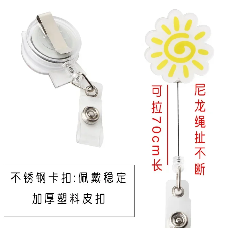 1set Medical Workers Work Card ID Tag Badge Holder with Retractable Cartoon Nurse Doll Badge Reel Horizontal Working Permit