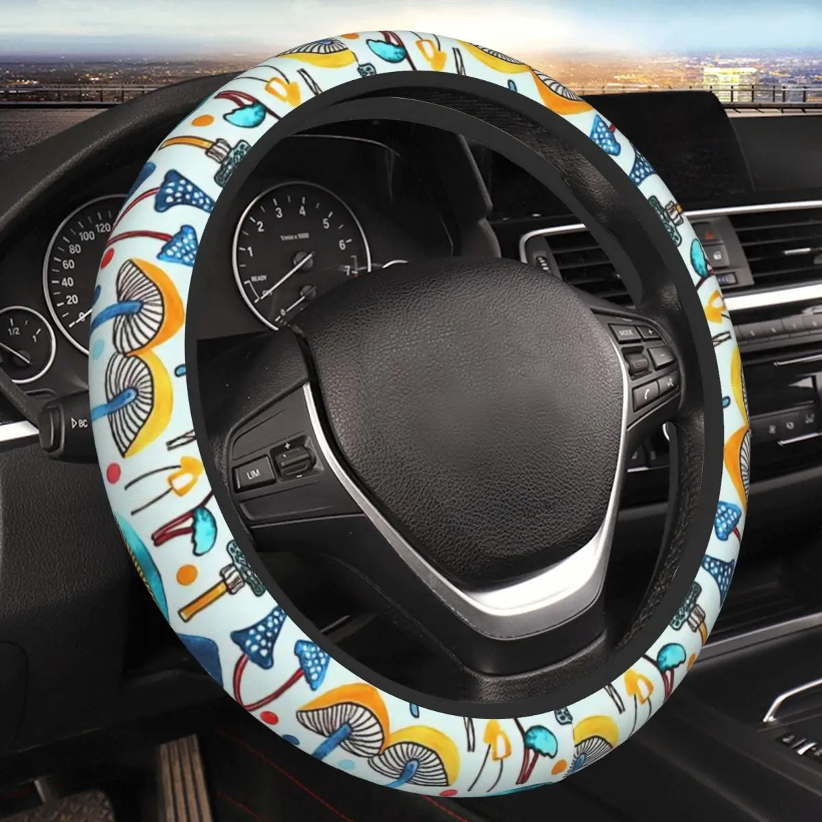 

Alice's Mushrooms Thickening Car Steering Wheel Cover 38cm Universal Suitable Women Elastic Steering Wheel Cover