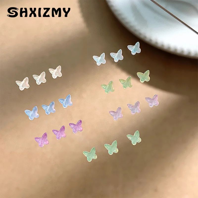 10pcs Aurora Butterfly Nail Art Charms accessori Kawaii Mini 3D Butterfly Nail strass decorazioni per unghie fai da te