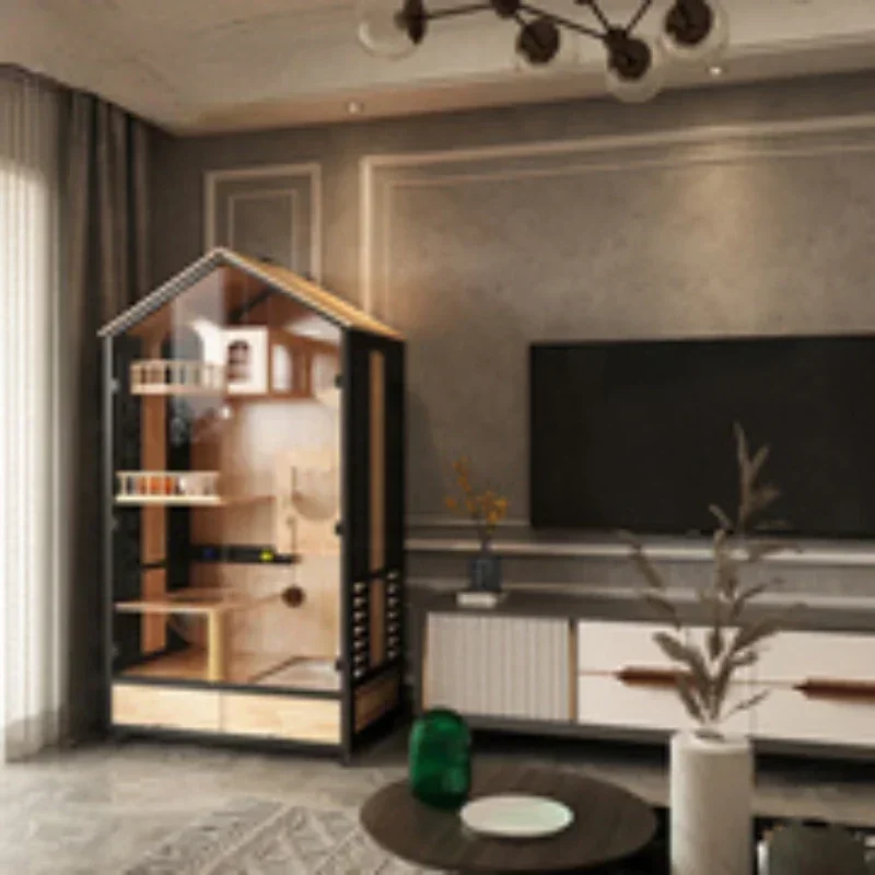 

Biyuan Cat Villa из цельного дерева, роскошная трехслойная большая космическая бытовая клетка для кошек, песчаный умывальник, туалет