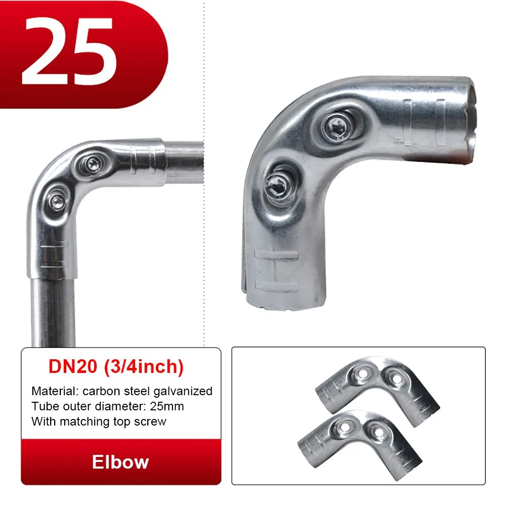 1Pcs New Carbon Steel Galvanized Pipe Joint Round 20/25/32mm Rod Support Rack Fixed Clamp Furniture Hardware