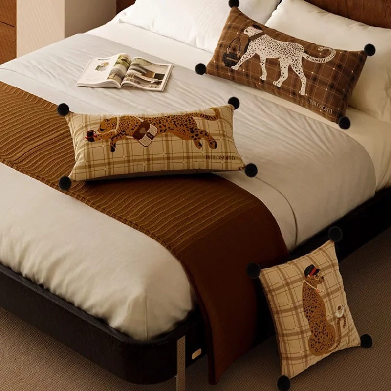 Retro marrom preto leopardo travesseiros luxo veludo capa de almofada longo 30x70 capa de almofada decorativa para sofá cadeira decorações para casa