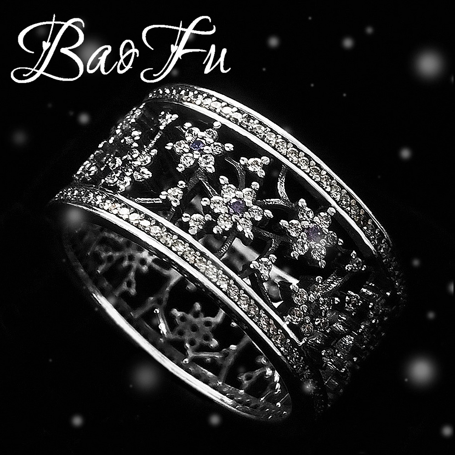 Authentic 925 sterling silver exquisite ring forget me not ring, wide ring original European women's luxurious high-end jewelry