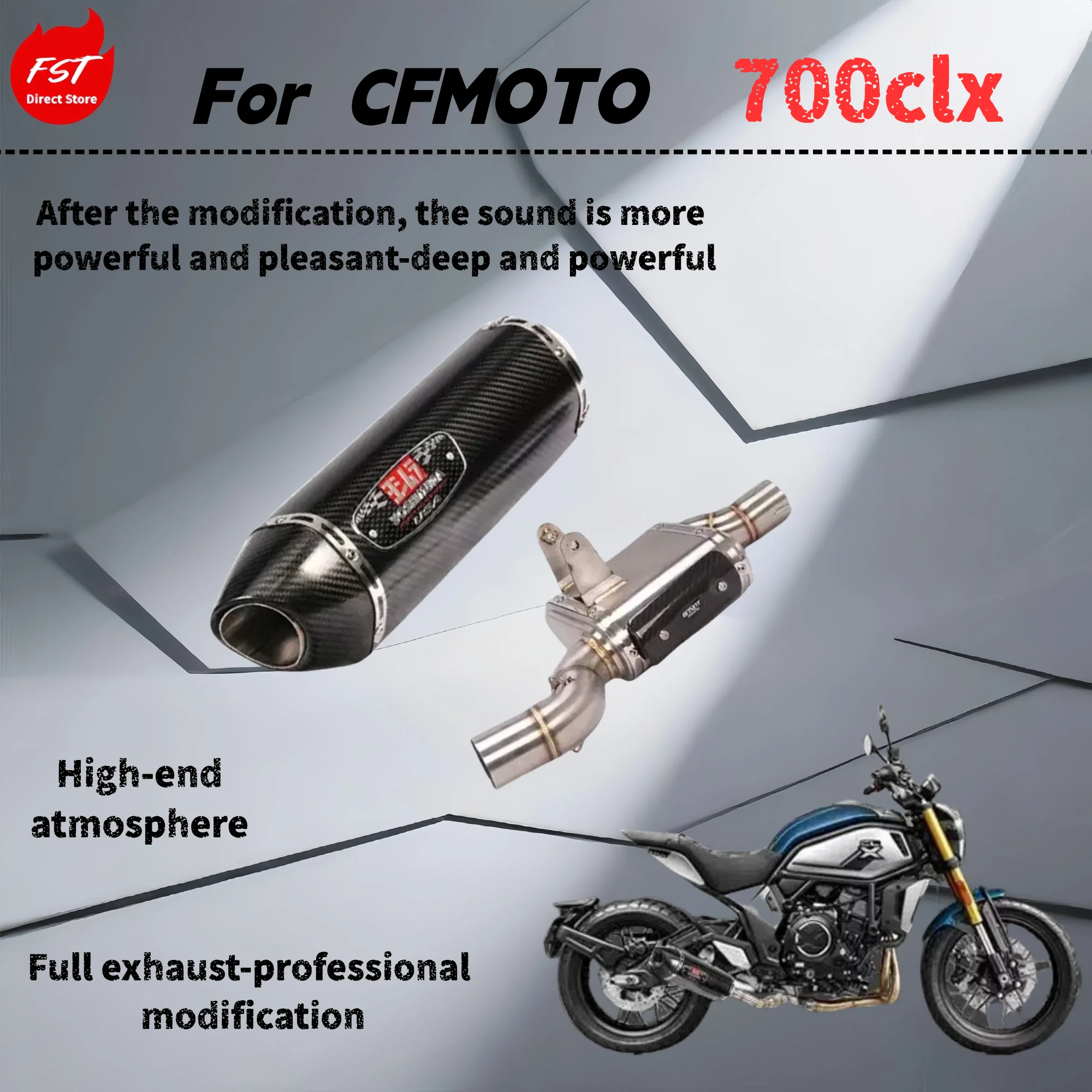 

For CFMOTO 700clx - Modified multi-stage exhaust pipe - The sound is deep, rich and powerful
