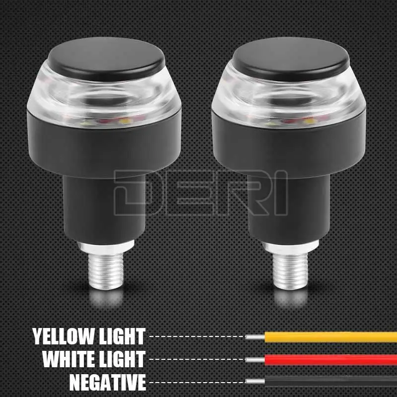 LED Turn Signals Llight for Motorcycle Handle Bar End Blinker for 22mm Handlebar Amber Grip Plug Signal Light Flashing lamp