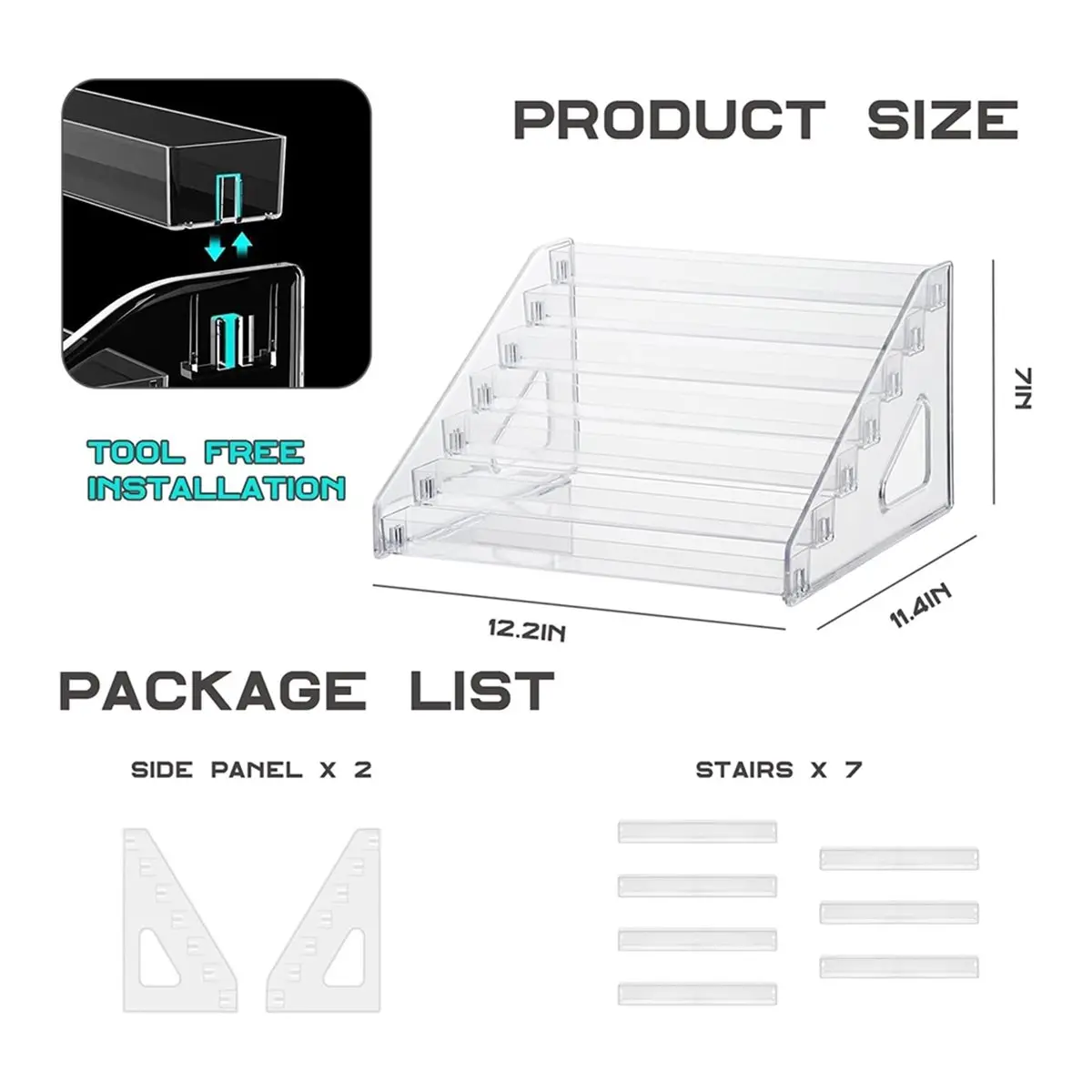 PROMOTION~ 2 Pack Toy Cars Display Shelf for Hot Wheels, Clear 7 Layers Toy Cars Display Case Storage Organizer