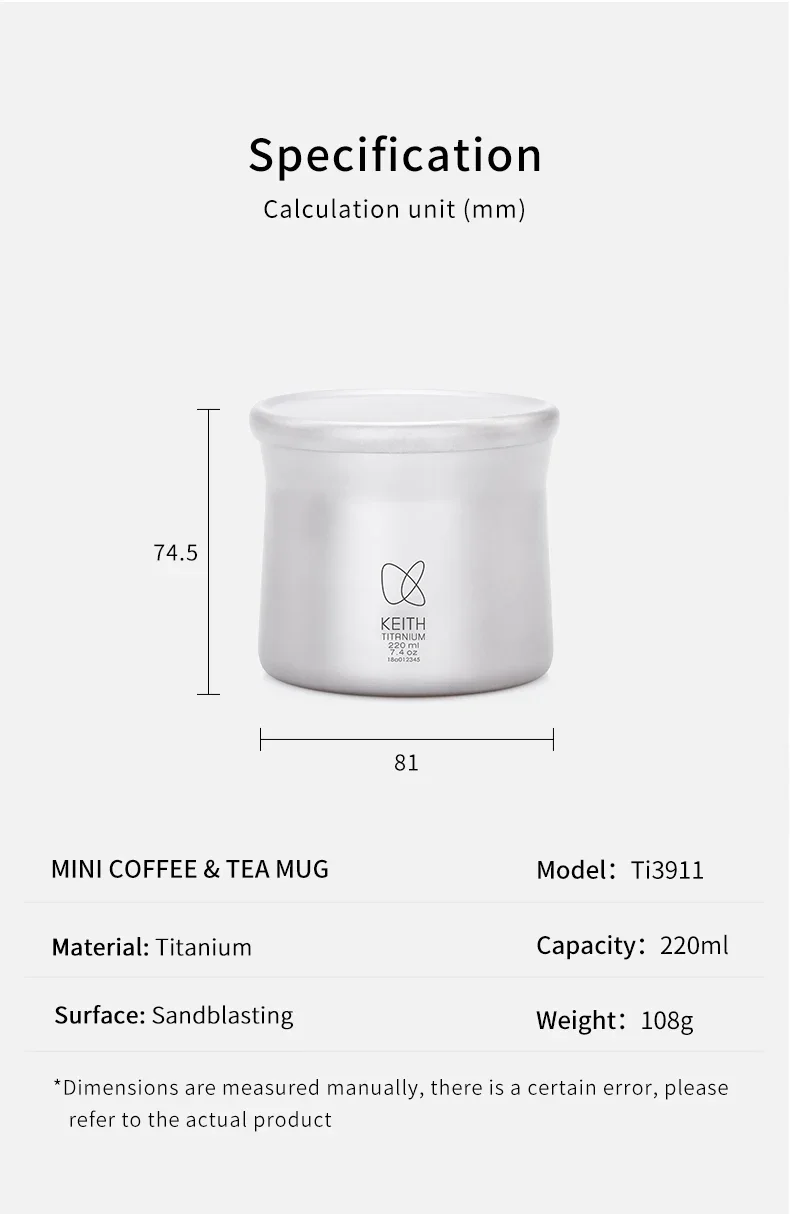 Keith Titanium Ultralight Kaffeemaschine Ti3911, inklusive maßgeschneiderter Premium-Lederhülle, multifunktionale Teetasse für Outdoor-Camping – Detail 11