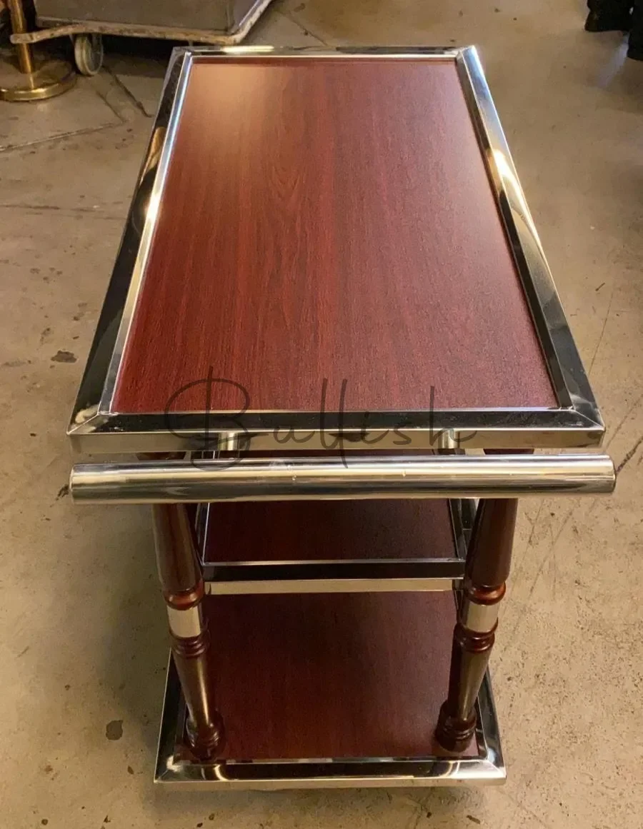 Solid wood cart roast duck three-layer food delivery restaurant serving stainless steel