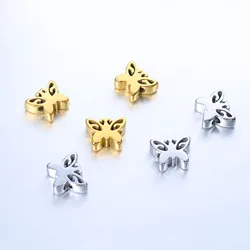 5pcs Stainless Steel Polished Hollow Butterflies Loose Beads Fast Color Necklaces Bracelets Hole Beads Spacer Charms DIY Jewelry