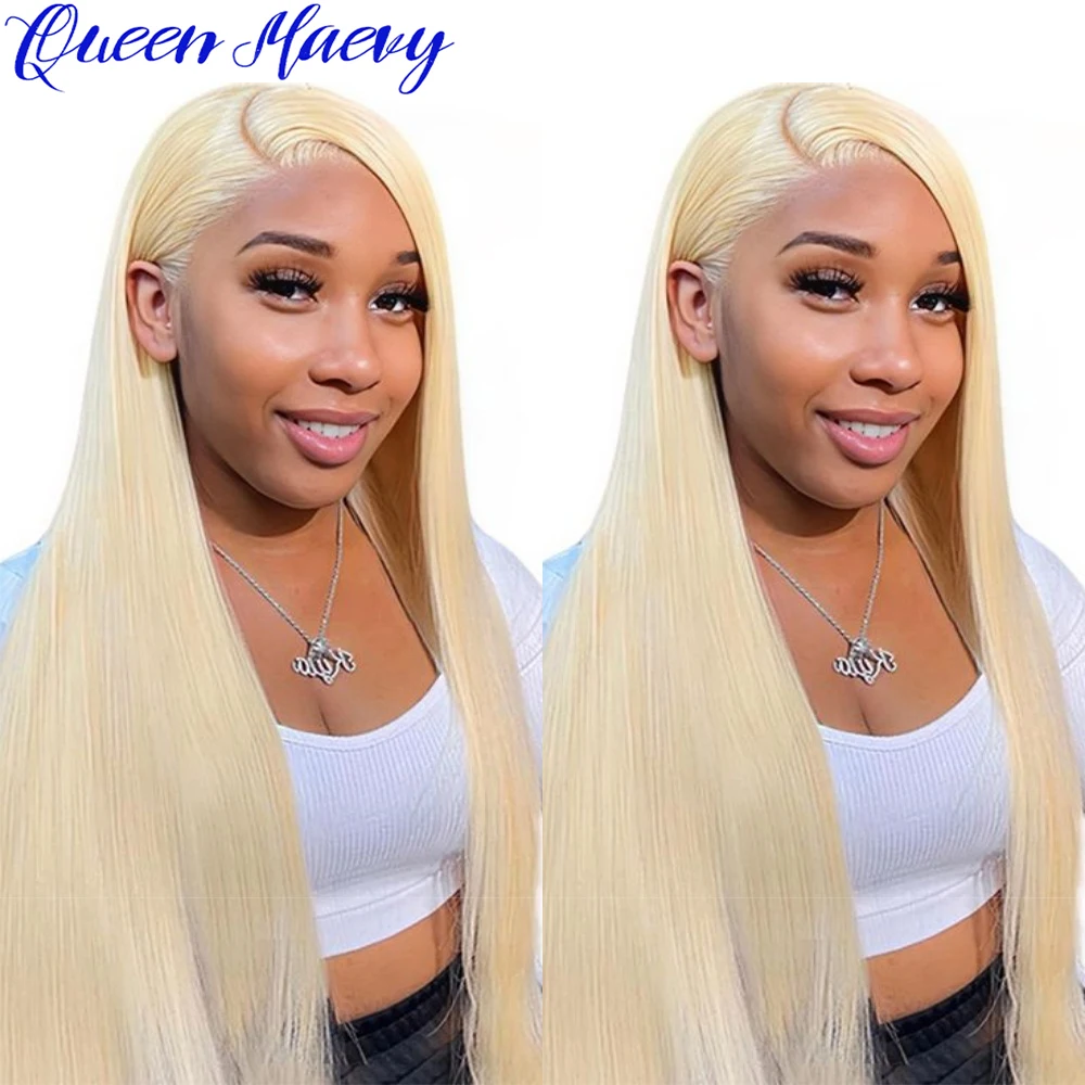

200 Density Blonde 13×4 Straight 613 Transparent Lace Front Human Hair Wigs for Women Pre Plucked Bleached Knots With Baby Hair