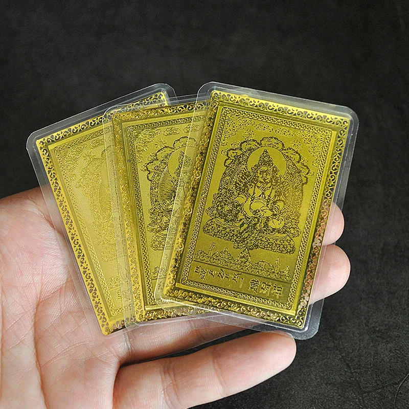 Huang Caishen Brass Gold Card Plastic Sealing Design Copper  Buddha