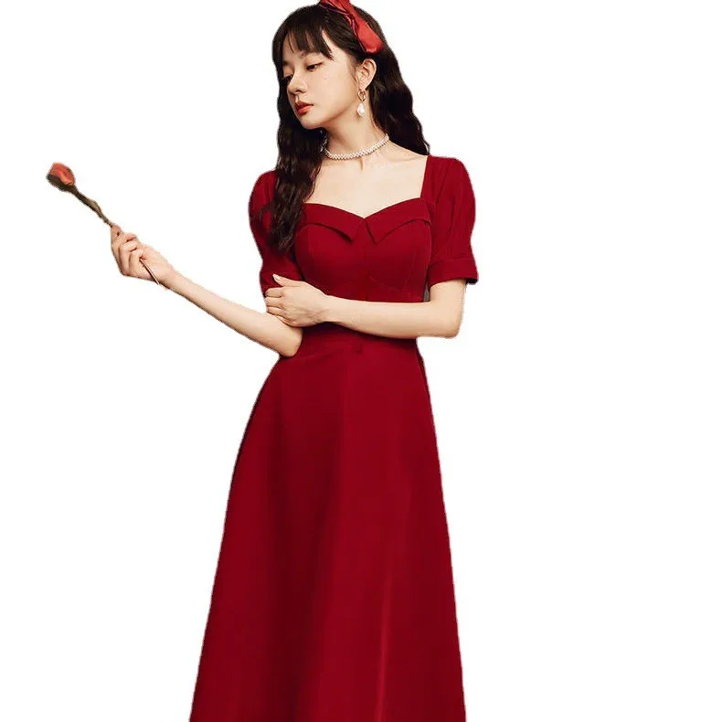 Rotes Abendkleid für Hochzeit, Dr. Ort Sve, schmale Passform, Baumwolle, Sommer, Hochzeit, Verlobung, Damen, Dr. KTV, formelle Kleidung