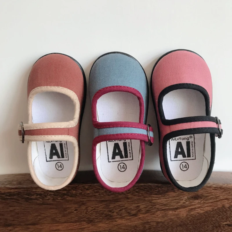 HoneyCherry Frühling Neue Mädchen Weichen Boden Slip-on Schuhe Kindergarten Indoor Quadratischen Mund Baby Leinwand Schuhe – Detail 3