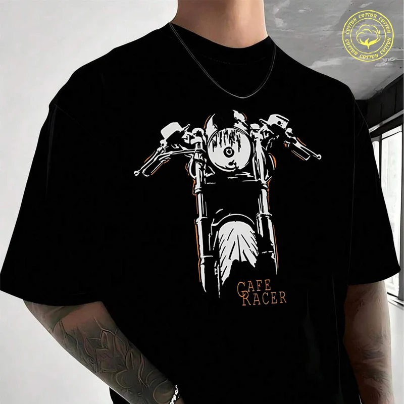

Cafe Racer Motorbike Classic Bike Custom Men's Moto Casual T-Shirt Fashionable Street Style Suitable For Travel And Sports Tee