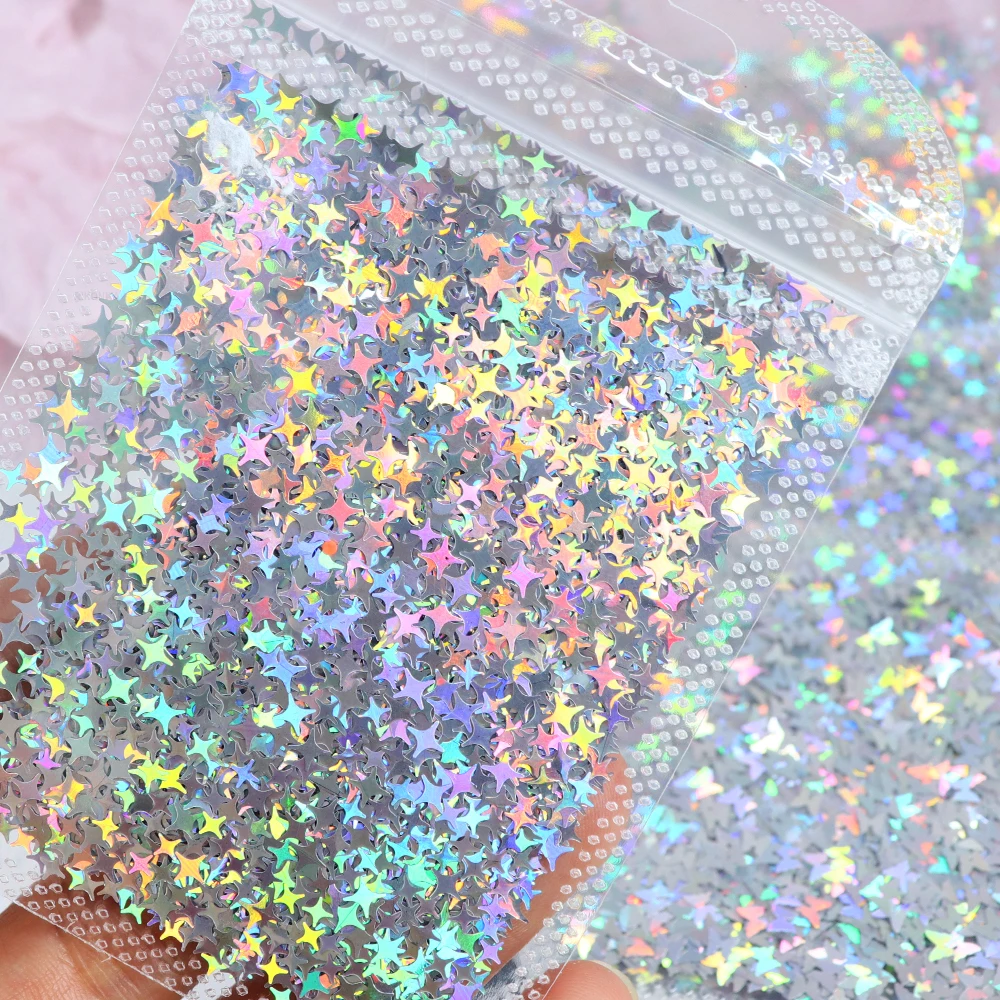 

Holographic Laser Stars Sequins Glitter For Epoxy Resin Filling Shiny Pentagram Paillettes DIY Jewelry Keychains Crafts Making