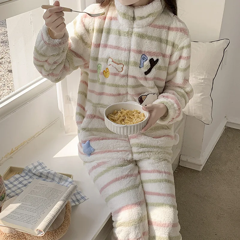 

Women's Clothing Pajamas Winter Thicken Keep Warm Leisure Comfortable Outdoors At Home Sleep Fashion Exquisite Suit Minimalist