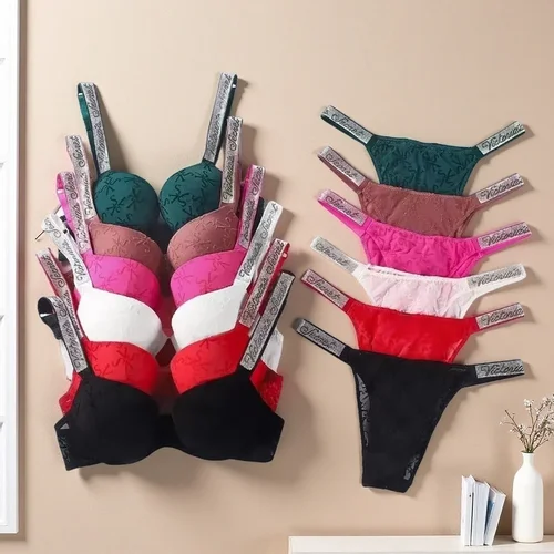 Imagen 2 del producto Nueva moda para mujer, lencería sexy, deportiva, clásica, acolchada, ajustable, push up, conjunto de lencería en V, conjunto de ropa interior S