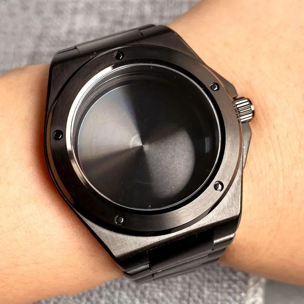 PVD Black 40mm Sapphire Dive Watch Case Dial 20ATM Waterproof Fit NH35 NH36 Movement Men Watch Part Glass Back Steel Bracelet