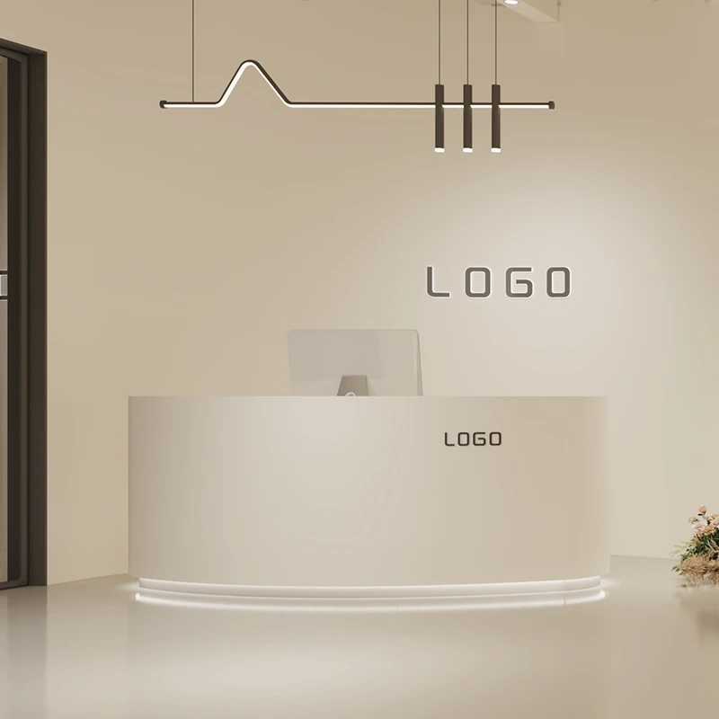 Light luxury simple modern semi-circular arc beauty salon bar counter cabinet checkout page clothing store company front desk re