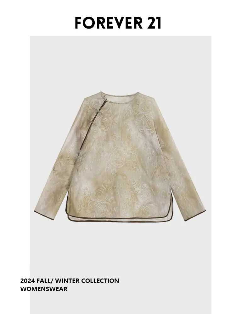 

Женская блузка Ele Chinese Sle, новая коллекция Forever 2, в стиле ретро, с цветочной вышивкой «Водяная луна», длинный рукав, для повседневной носки, осенняя мода