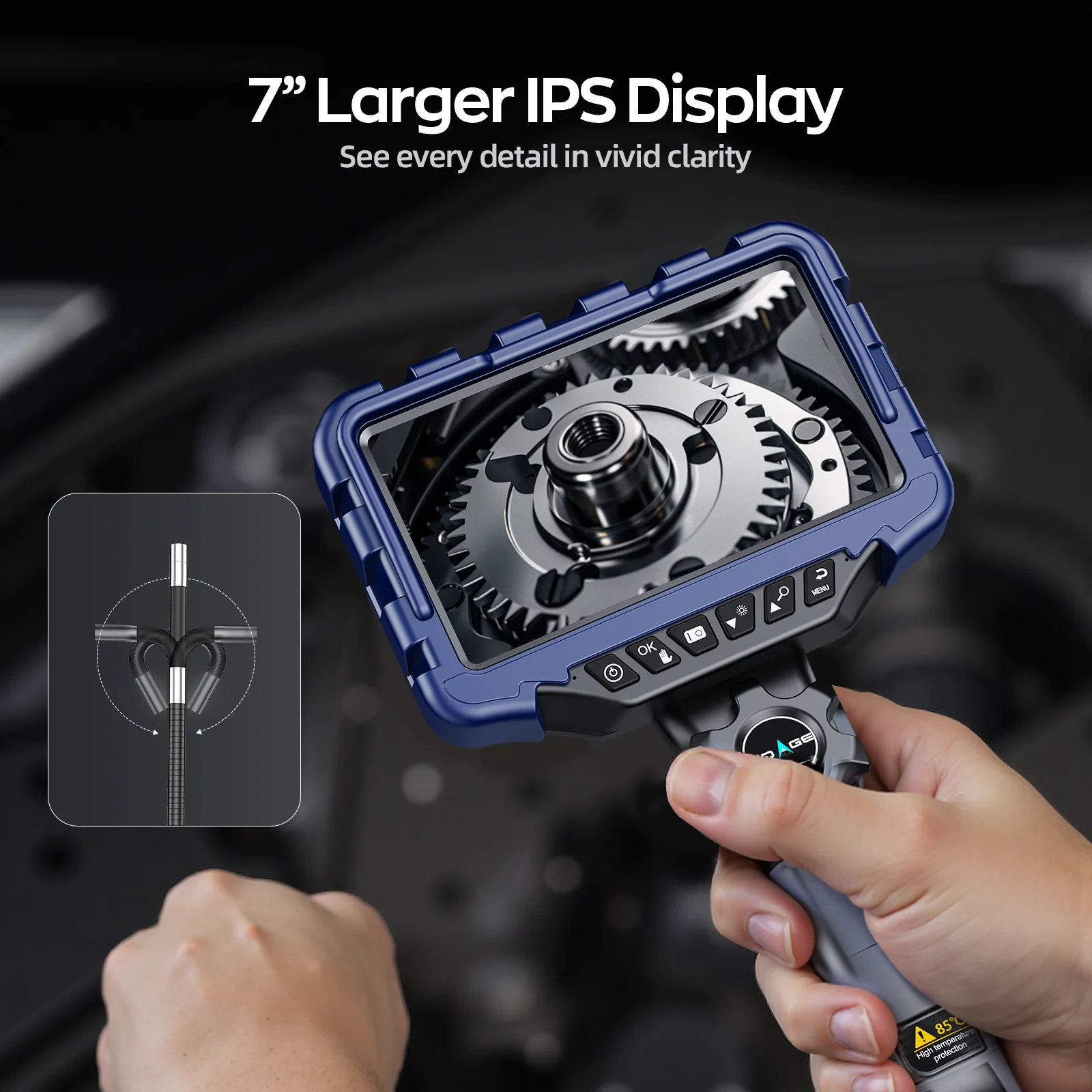 

Промышленный эндоскоп-камера для осмотра труб и каналов, 3,9 мм, 7 дюймов, с шарнирным соединением, 360°, 1080p