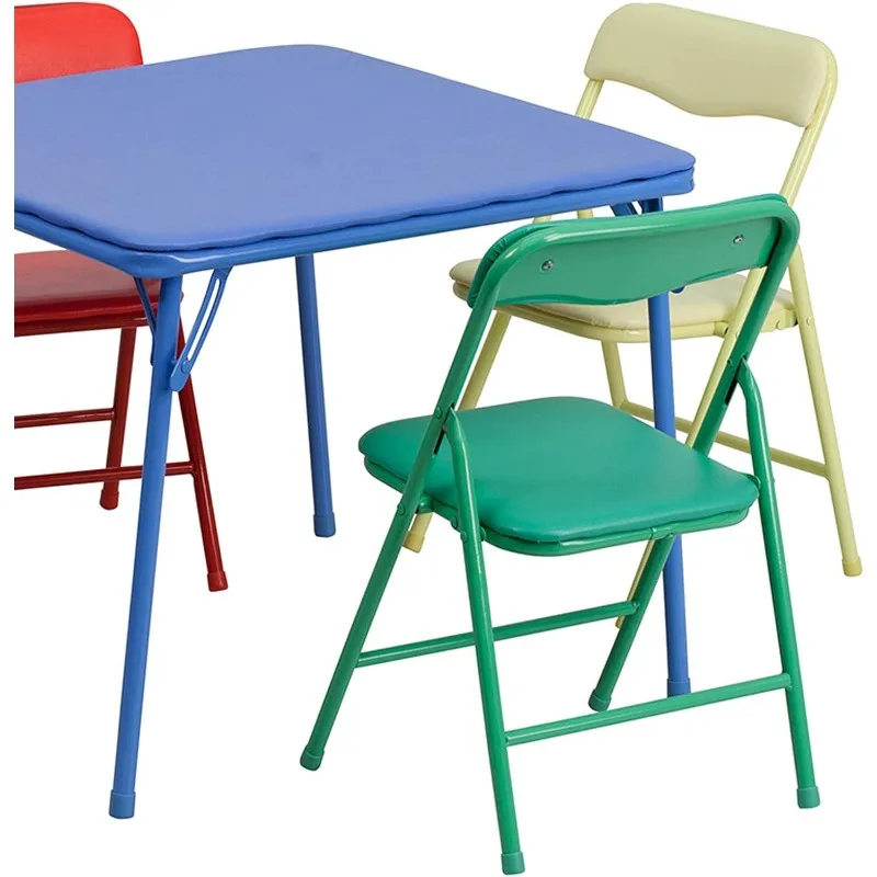 Mindy Kids 5-Piece set Folding Square Table and Chairs Set for Daycare and Classrooms,Children\'s Activity Table and Chairs Set