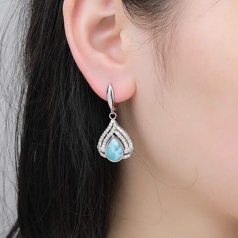 XYOP 2025 Jewelry 925 Sterling Silver Colorful Larimar Earrings Custom Wholesale Evening Party