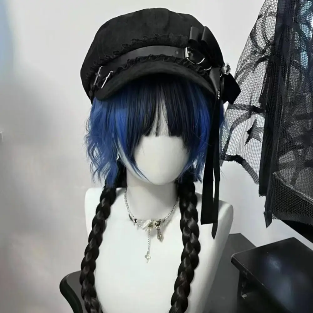 

Harajuku Sweet Cool Style Octagonal Hat Lace Stitch Lolita Girls Women's Y2k Hats Kawaii Black Blue Painter's Cap Adult Teen