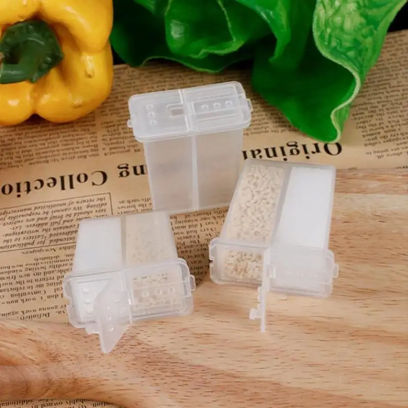 2in1 Camping Kruiden Shaker Multifunctionele Kruidenpot Met Deksel 2-Compartiment Voor Outdoor BBQ Koken Zout Peper Opbergdoos