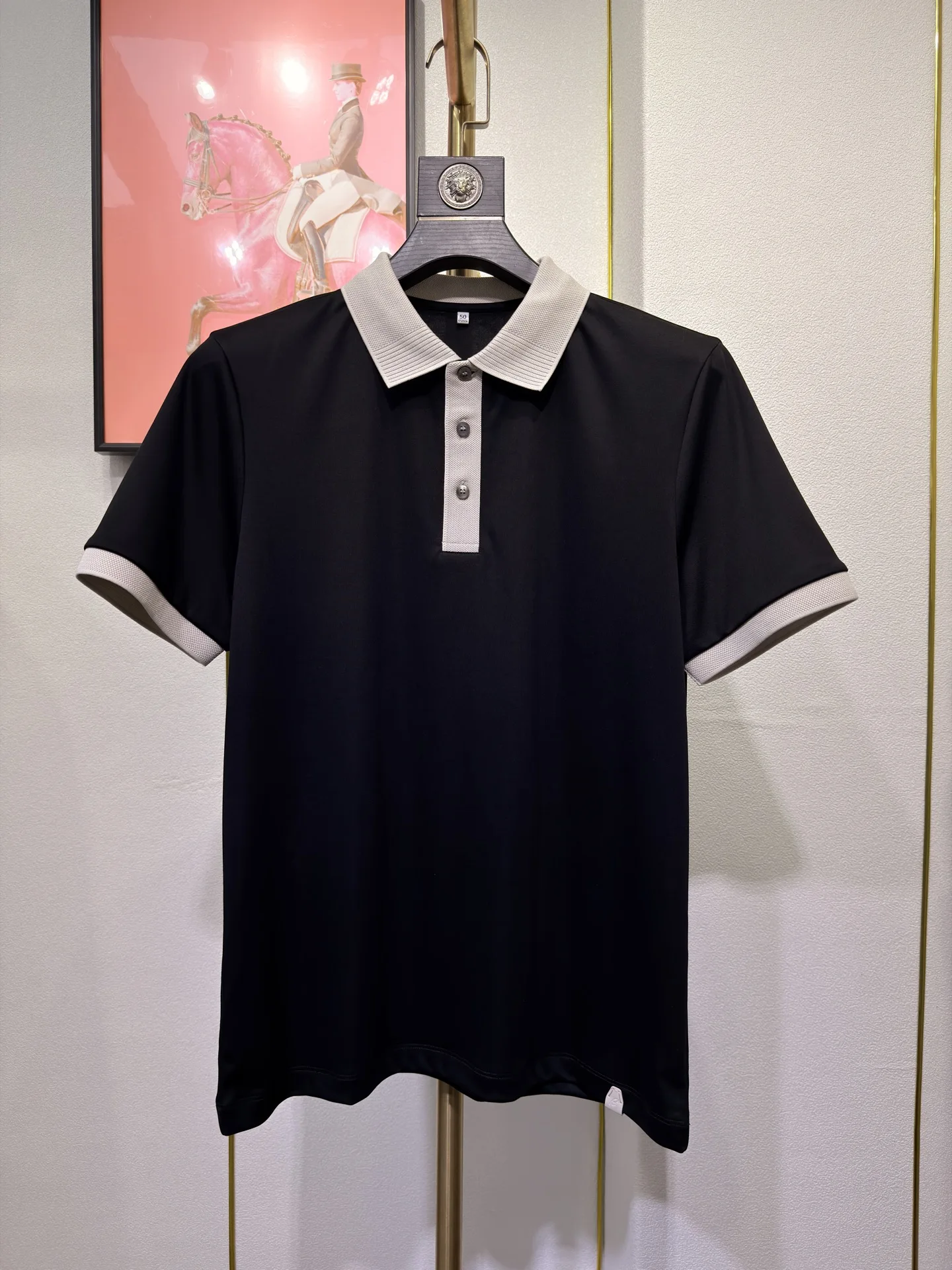 SIJITONGDA 2026 Men's Spring and Summer Polyester Fiber Beaded Cotton Woven Plain Fabric Polo Shirt M-3XL