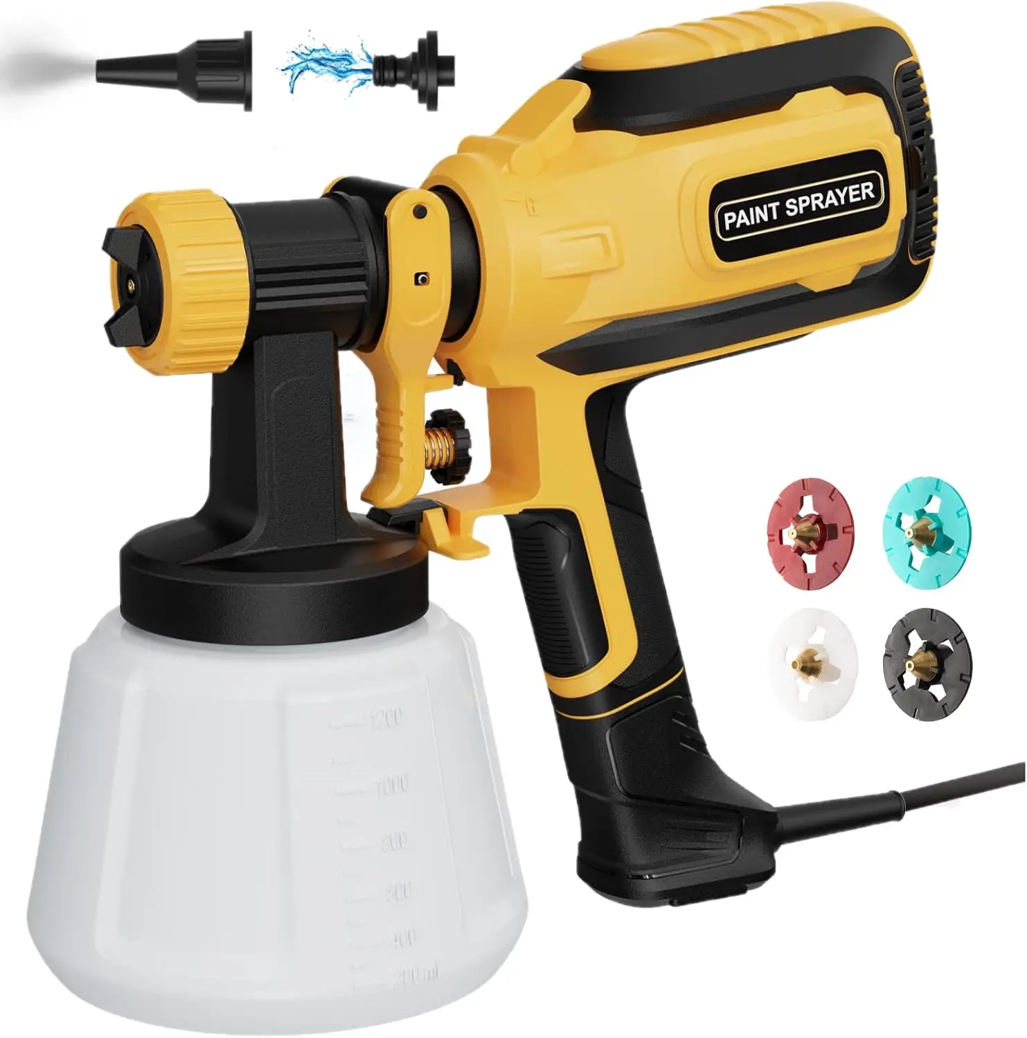 

700W HVLP Paint Sprayer with 4 Nozzles, 3 Patterns, Easy Clean for Furniture, Walls, DIY Projects