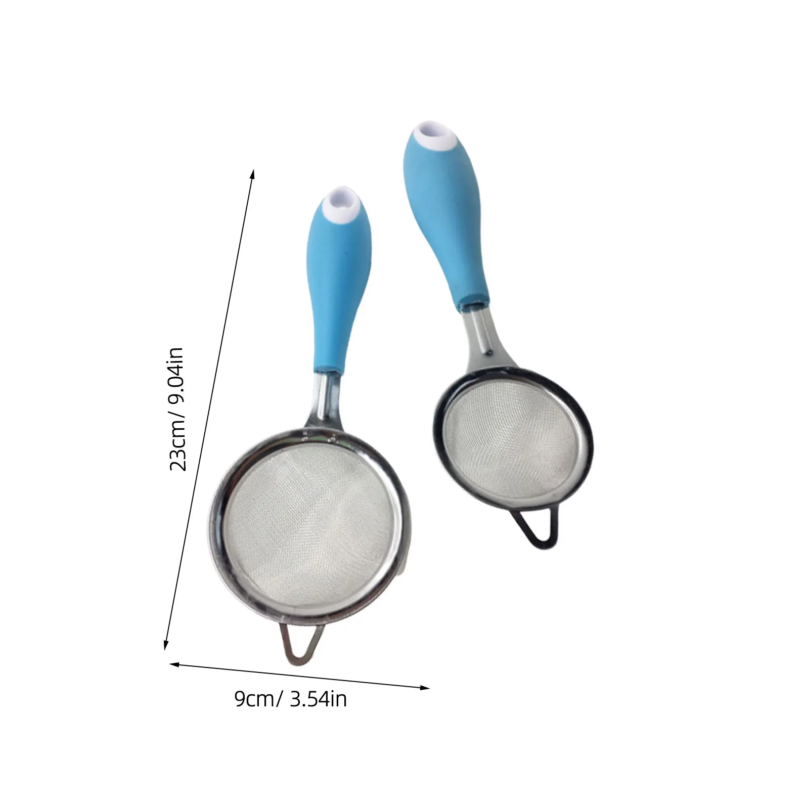 

2Pcs Grain Sieve Colander Fine Mesh Strainer Manual Filter Kitchen Tea Shop Stainless Steel Baking Tool Flour Sifter