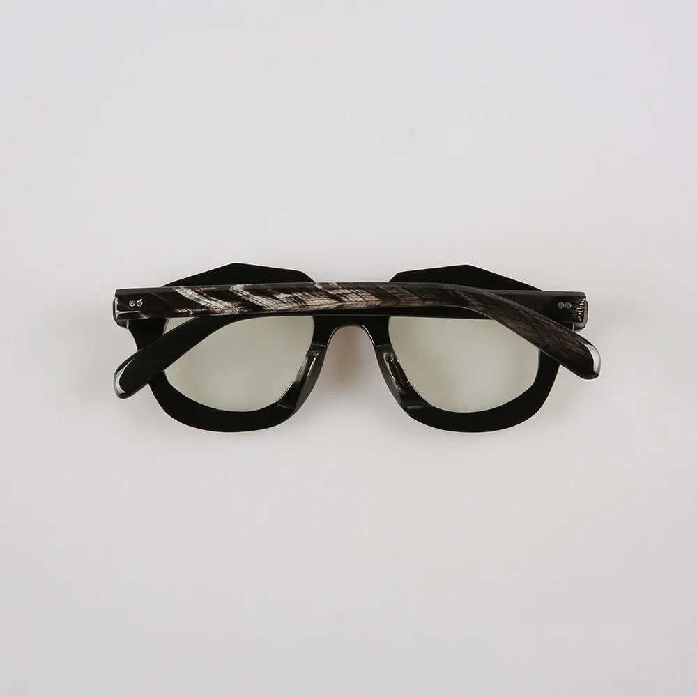 Man's Glasses Frames Unique Polygon Retro Stripes Vintage Handmade Buffalo Horn Myopia Eyeglasses Prescription Eyeglass Frames