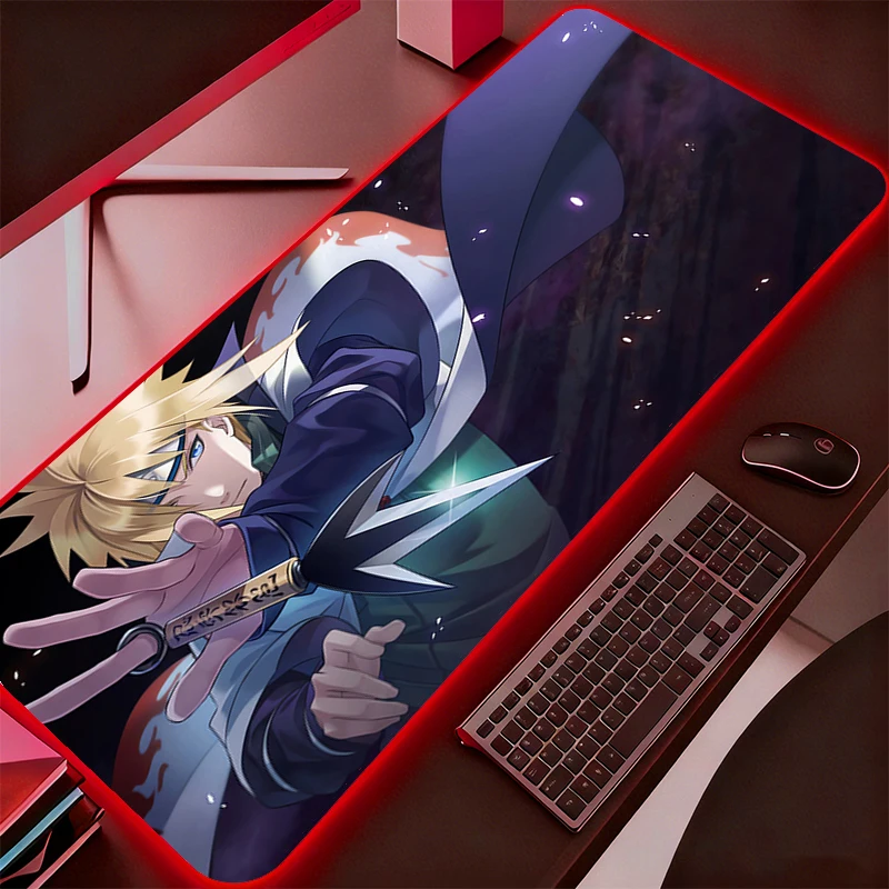 

Naruto Mouse Pad RGB Backlight Gaming Accessories Carpet Gamer PC Computer Keyboard Desk Mat LED Mausepad Durable