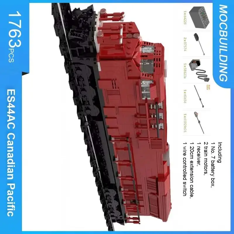 

Red ES44AC Canadian Pacific Train Model MOC Building Blocks DIY Assemble Bricks Transportation Creative Xmas Toys Gifts 1763PCS