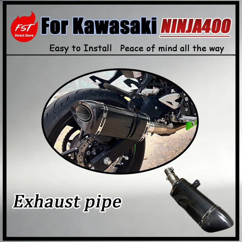 For Kawasaki Ninja 400 FST Integrated Carbon Fiber Exhaust System High-Temperature Resistant Anti-Delamination Straight-Through