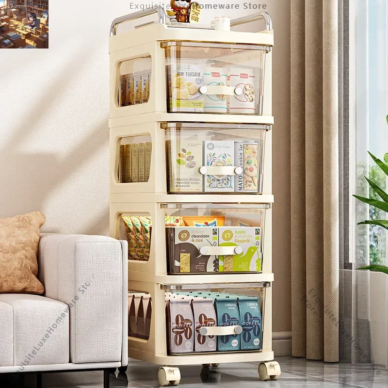 

Шкаф для хранения выдвижного типа, бытовой многофункциональный съемный многослойный шкаф для хранения, тележка для спальни, кремовая ветровая стойка