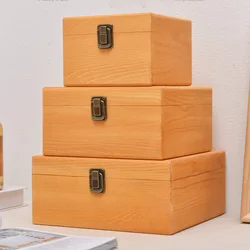 Wooden Storage Box Pine Rectangular Flip Solid Wood Gift Packing Jewelry Case Box Home Sundries Storage Box Handmade Craft Case