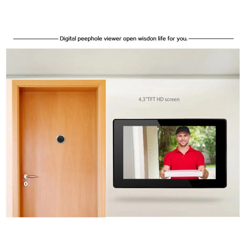 4.3Inch HD Door Peephole Digital Smart Doorbell TFT Color Door Eye 1MP 145° Wide Angle Home Security Camera Monitor