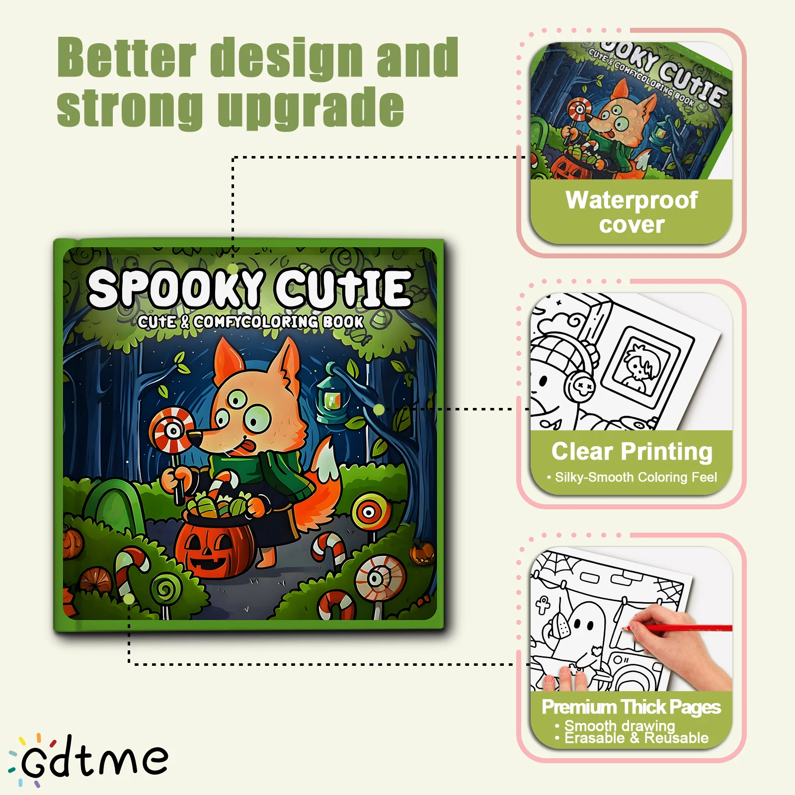 كتاب تلوين SPOOKY CUTIE للبالغين يتميز أنشطة يومية مريحة وجذابة للاسترخاء (تلوين المساحات المريحة)