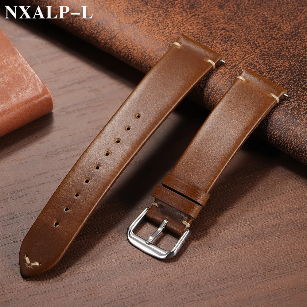 خمر النفط الشمع الجلود حزام (استيك) ساعة اليدوية خياطة جلد البقر حزام لأوميغا ل Seiko Smartwatch معصمه 18 مللي متر 20 مللي متر 22 مللي متر