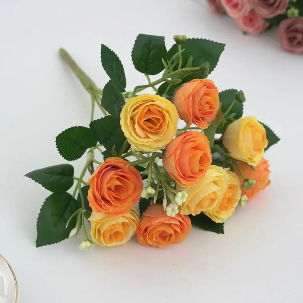 Maintenance-free Artificial Flower All-weather Artificial Flower Realistic Artificial Rose Branch with Stem 10 for Home for A