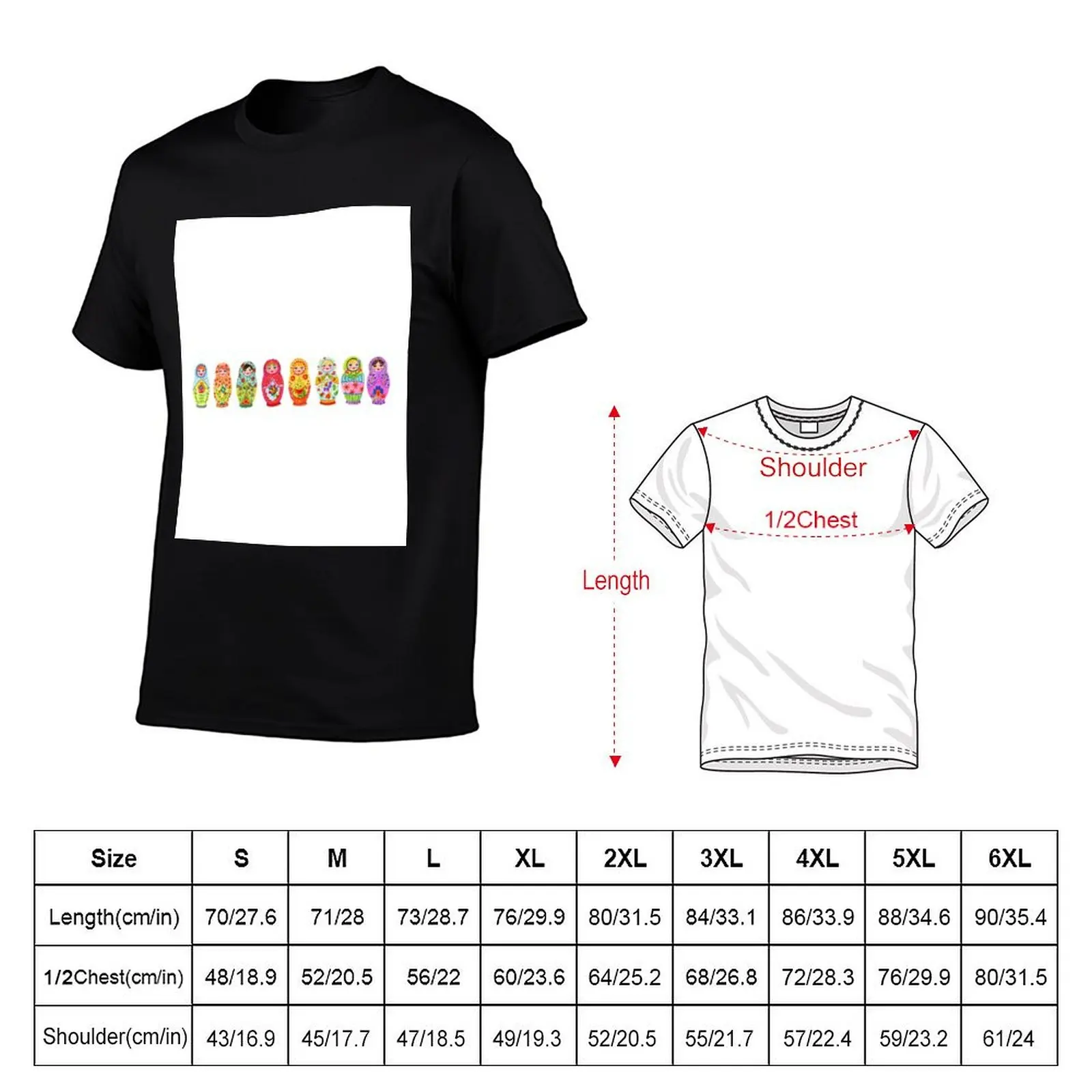 Matryoshka Dolls in a row T-Shirt Creative Graphic Tee Shirt