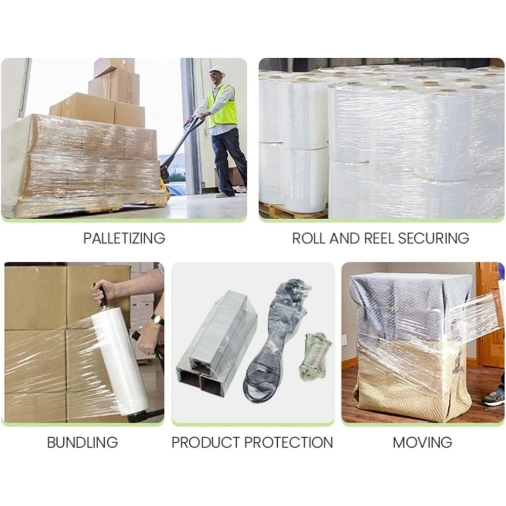 1/2pcs PE Stretch Film Roll, Heavy-Duty Transparent Wrap for Packaging, Industrial Preservation, Moving & Shipping